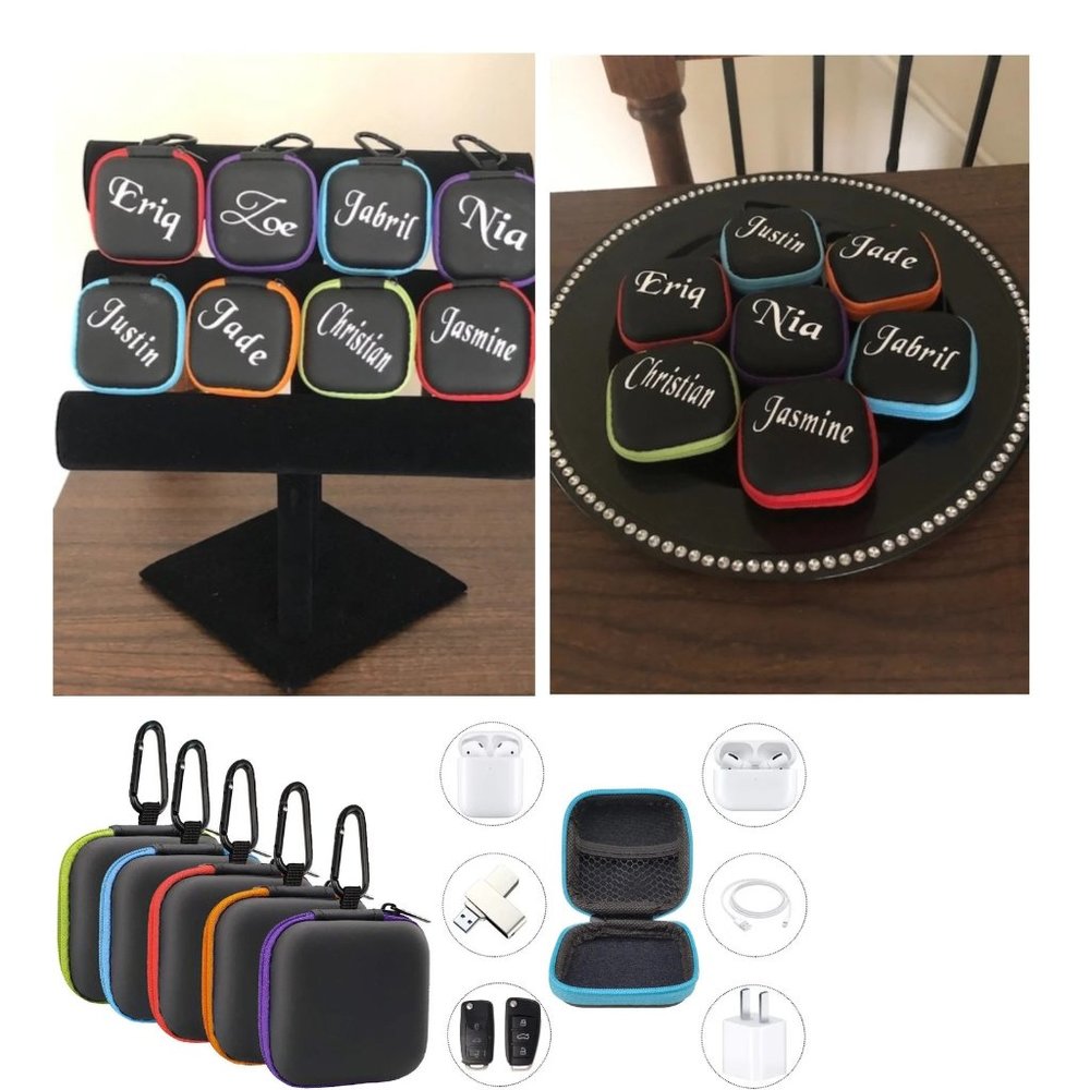 Personalized Headphone Carry Case with Zipper, Ear Bud Storage